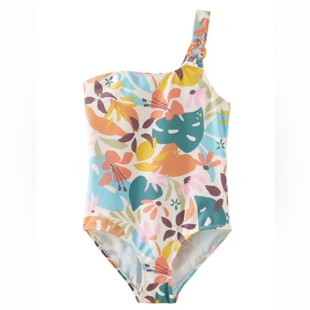 Zara ASYMMETRIC LEAF PRINT SWIMSUIT